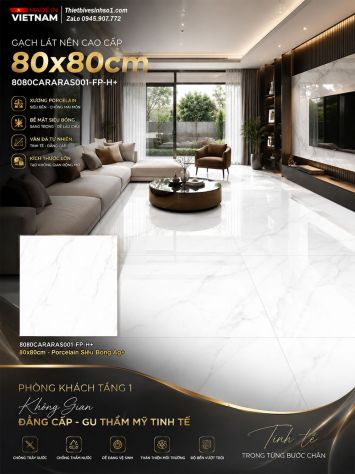 Gạch 80x80 Đồng Tâm 8080CARARAS001-FP-H+