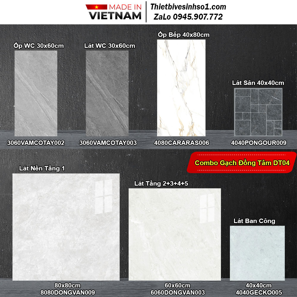 Combo Trọn Bộ Gạch Ốp Lát Đồng Tâm DT04