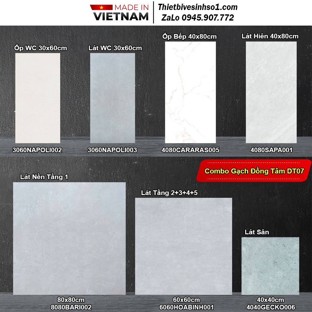 Combo Trọn Bộ Gạch Ốp Lát Đồng Tâm DT07
