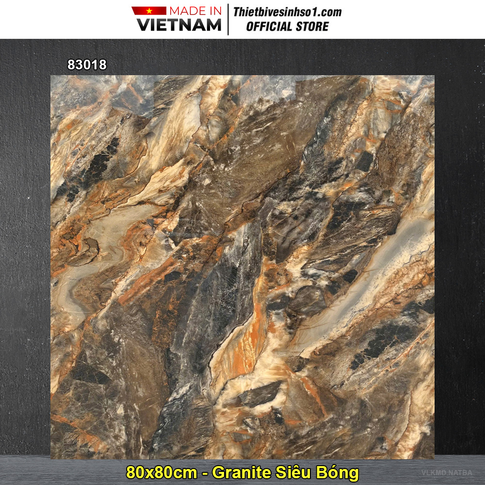 Gạch 80x80 Kamado 83018 Đá Nâu Đen