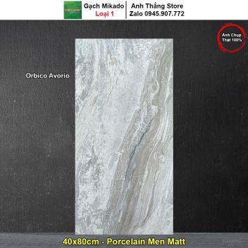Gạch 40x80 Mikado Orbico Avorio Vân Đá Xám
