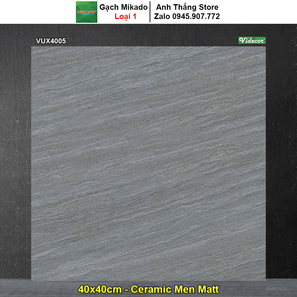 Gạch 40x40 Mikado VUX4005 Ghi Xám