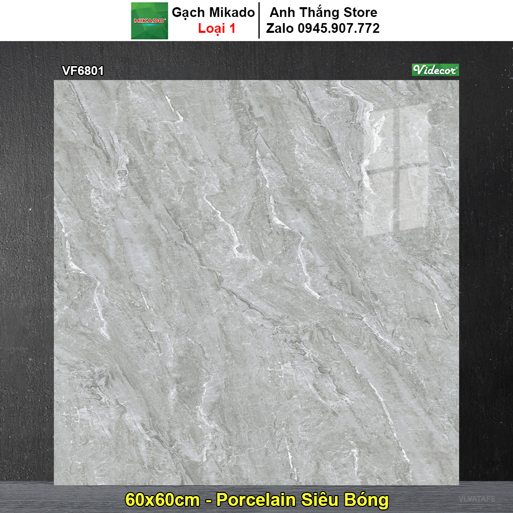 Gạch 60x60 Mikado VF6801 Vân Ghi Xám