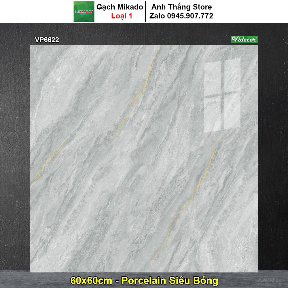 Gạch 60x60 Mikado VP6622 Vân Xám Xanh