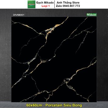 Gạch 60x60 Mikado DIV68001 Đen Vân Vàng