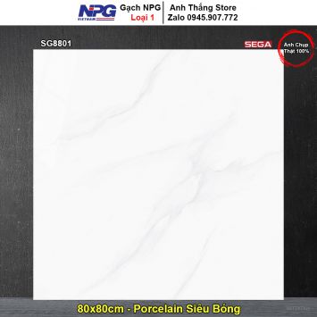 Gạch 80x80 NPG SG8801 Trắng Khói