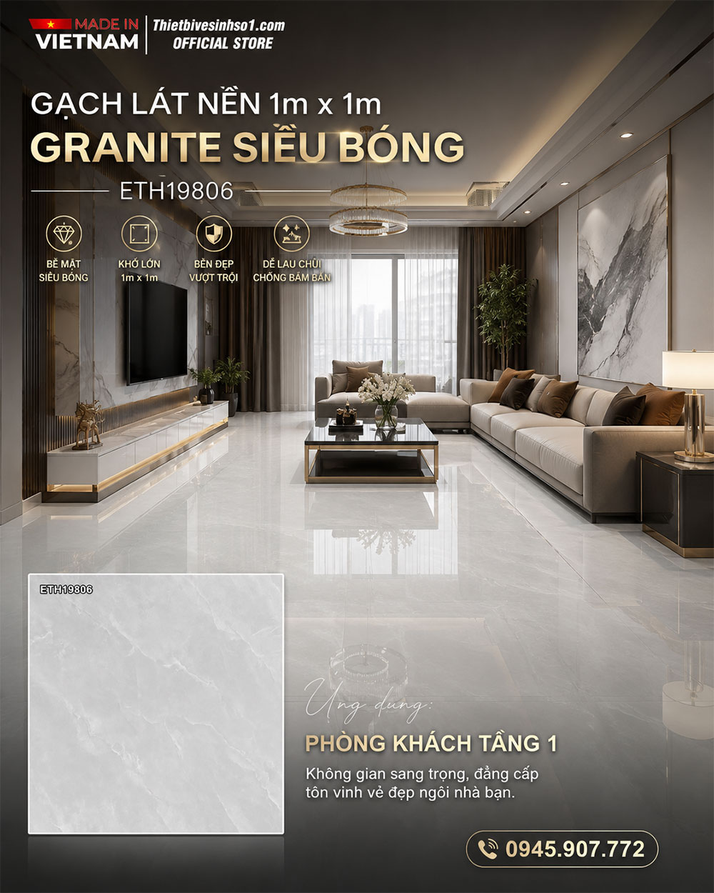Gạch 1m x 1m PTG ETH19806 Vân Đá Sáng Gạch 1m x 1m PTG ETH19806 Vân Đá Sáng