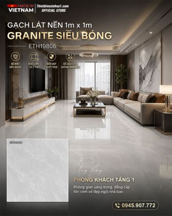 Gạch 1m x 1m PTG ETH19806 Vân Đá Sáng
