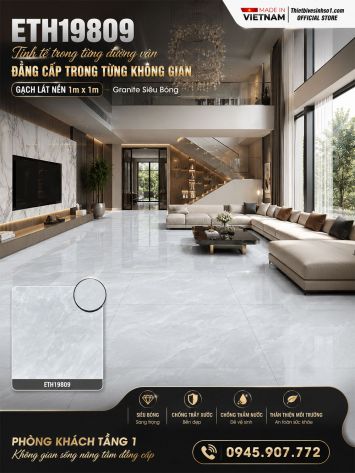 Gạch 1m x 1m PTG ETH19809 Vân Đá Sáng