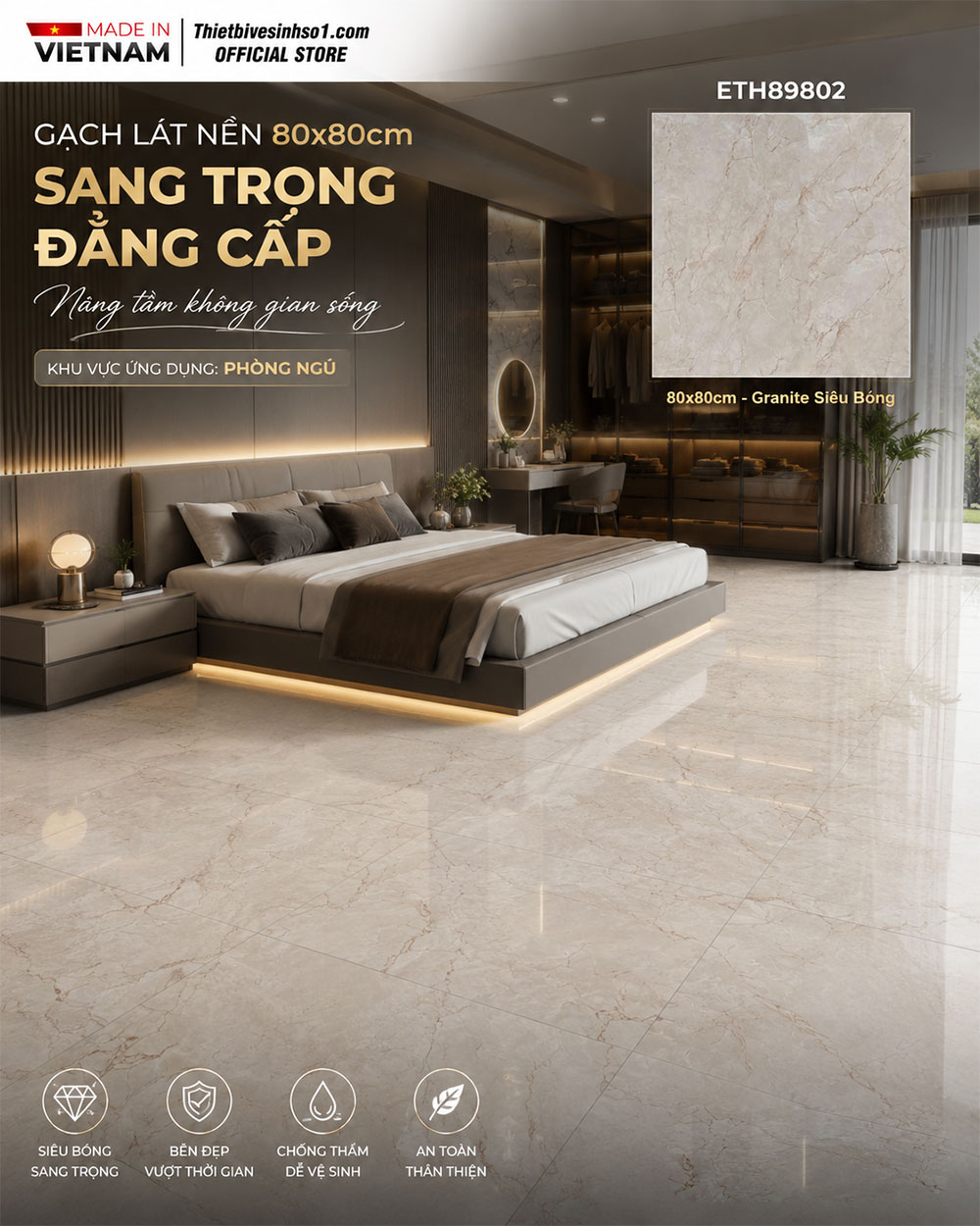 Gạch 80x80 PTG ETH89802 Vân Vàng Đỏ Gạch 80x80 PTG ETH89802 Vân Vàng Đỏ