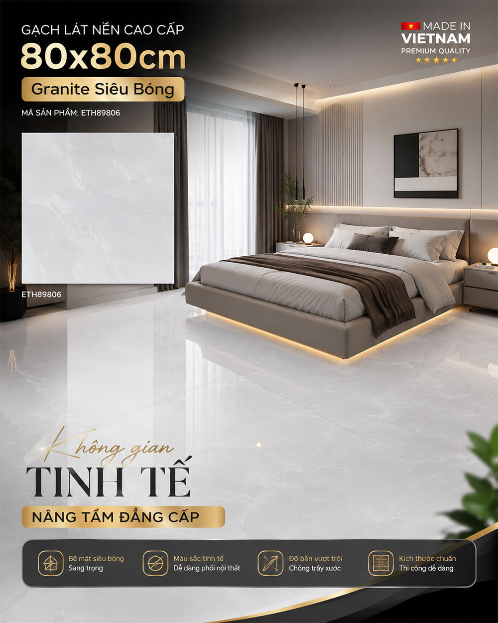 Gạch 80x80 PTG ETH89806 Vân Đá Sáng Gạch 80x80 PTG ETH89806 Vân Đá Sáng