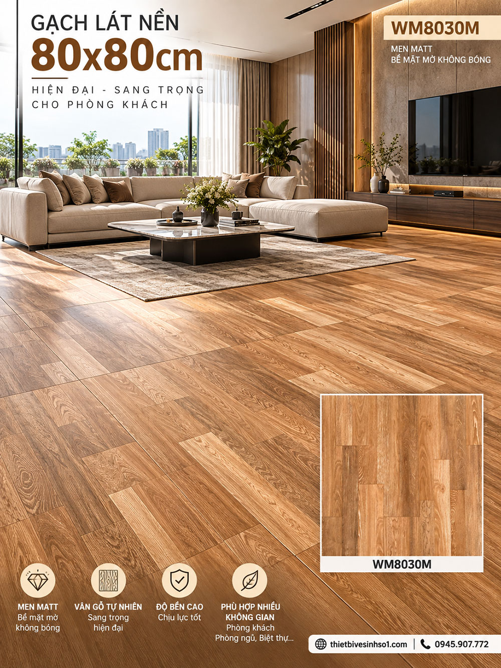 Gạch 80x80 PTG WM8030M Vân Gỗ Gạch 80x80 PTG WM8030M Vân Gỗ