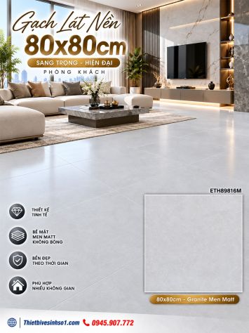 Gạch 80x80 PTG ETH89816M Vân Xám