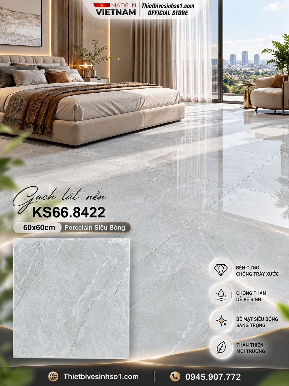 Gạch 60x60 Redstar KS66.8422 Vân Xám Gạch 60x60 Redstar KS66.8422 Vân Xám