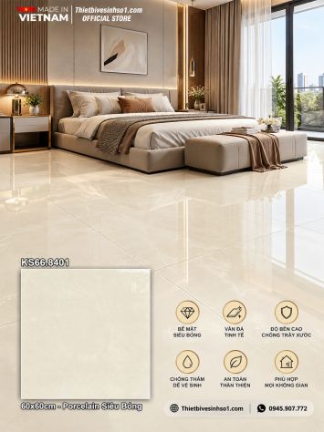Gạch 60x60 Redstar KS66.8401 Vàng Kem