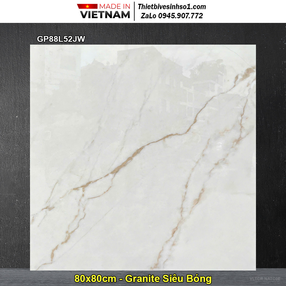 Gạch 80x80 Taicera GP88L52JW Vân Trắng Vàng