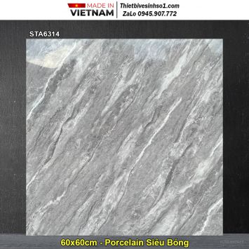 Gạch 60x60 Thắng Cường STA6314 Vân Ghi Xám