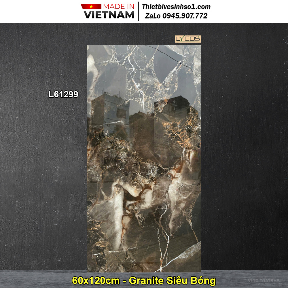 Gạch 60x120 Thắng Cường L61299 Đá Nâu Đen