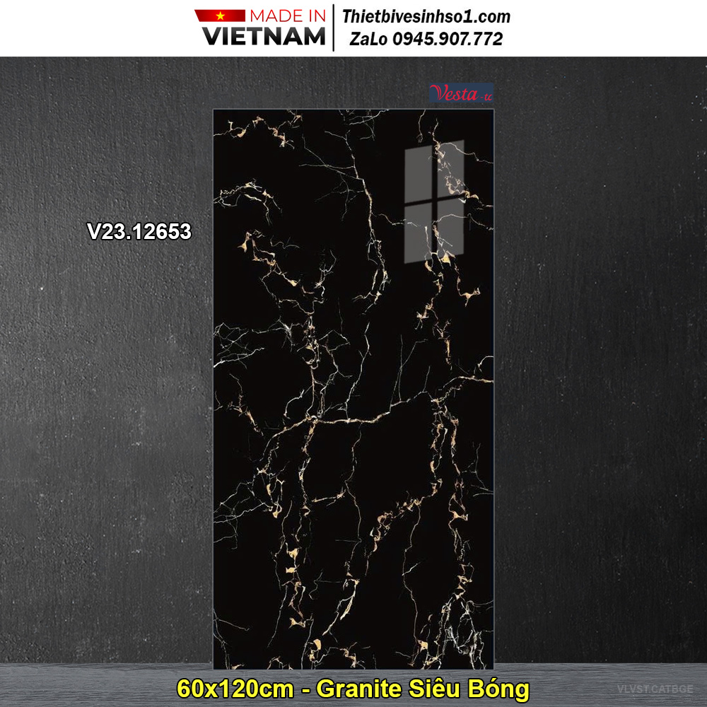 Gạch 60x120 Thắng Cường V23.12653 Đen Vân Vàng