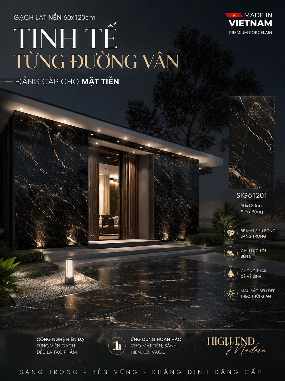 Gạch 60x120 Thắng Cường SIG61201 Đen Vân Vàng Gạch 60x120 Thắng Cường SIG61201 Đen Vân Vàng