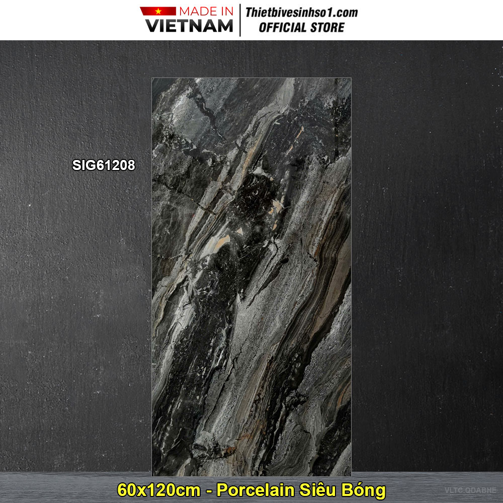 Gạch 60x120 Thắng Cường SIG61208 Vân Đá Đen
