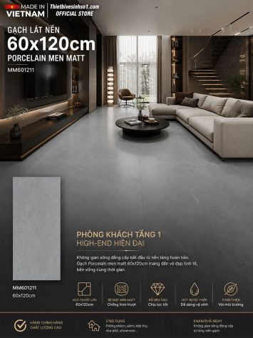 Gạch 60x120 Thắng Cường MM601211 Vân Ghi Xám