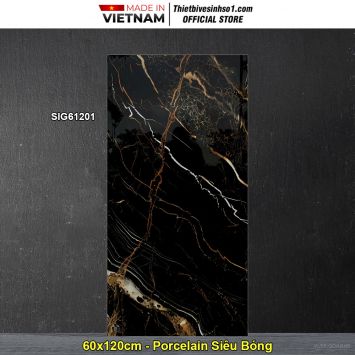 Gạch 60x120 Thắng Cường SIG61201 Đen Vân Vàng