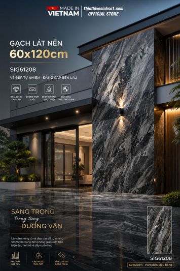 Gạch 60x120 Thắng Cường SIG61208 Vân Đá Đen