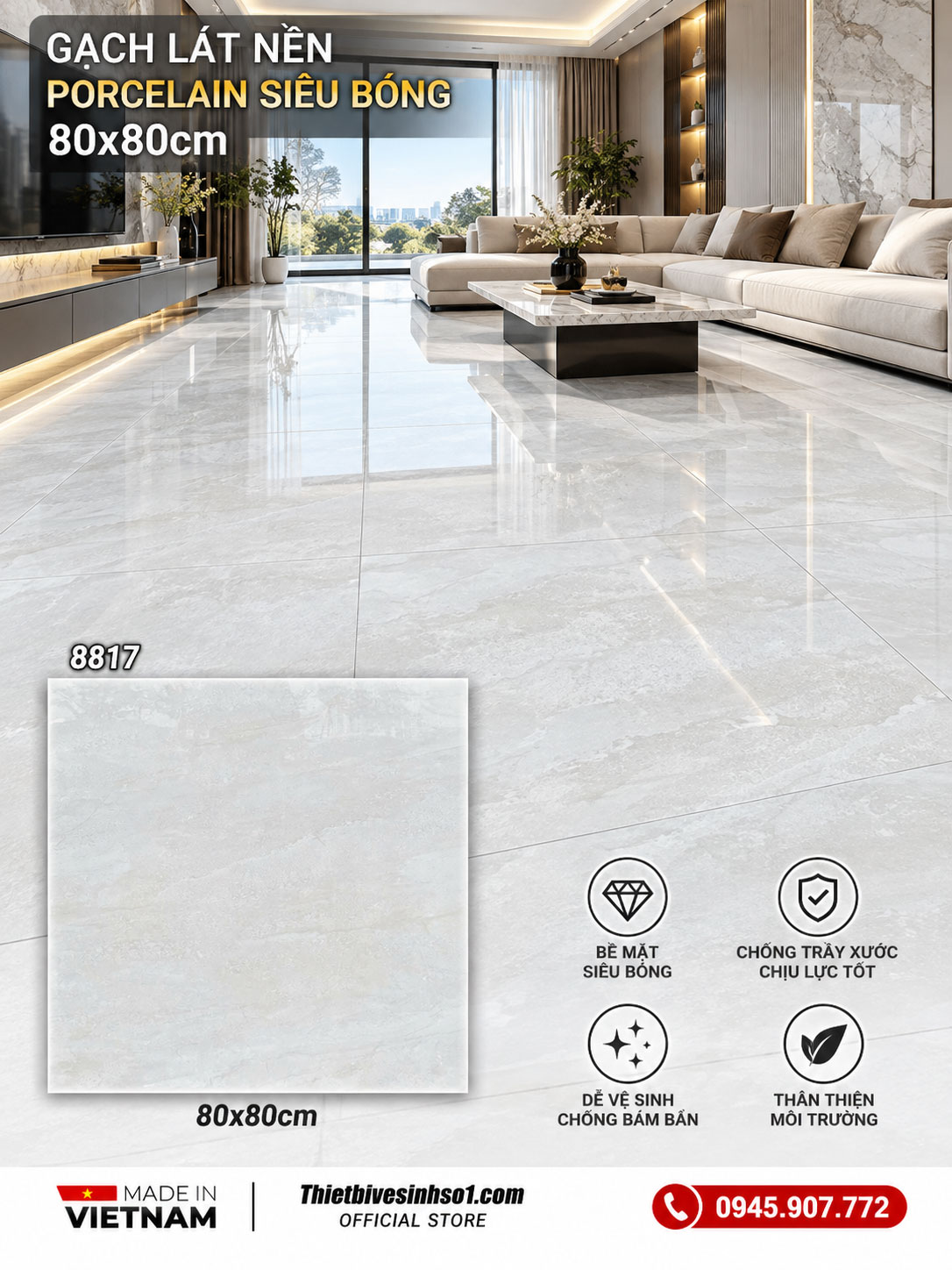 Gạch 80x80 Thắng Cường 8817 Vàng Nhạt Gạch 80x80 Thắng Cường 8817 Vàng Nhạt