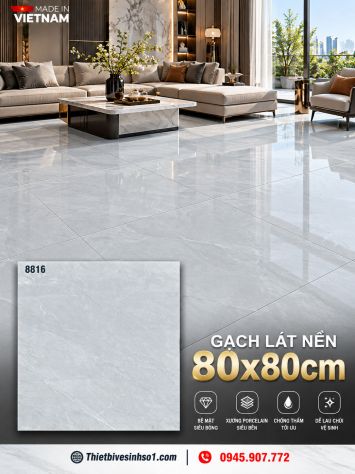 Gạch 80x80 Thắng Cường 8816 Vân Xám