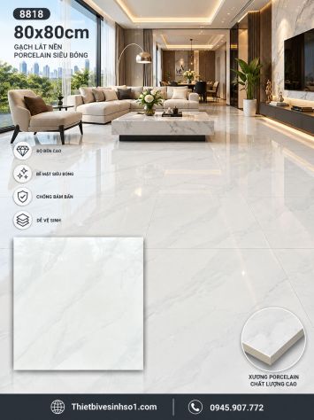 Gạch 80x80 Thắng Cường 8818 Trắng Khói