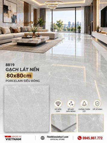 Gạch 80x80 Thắng Cường 8819 Vân Xám