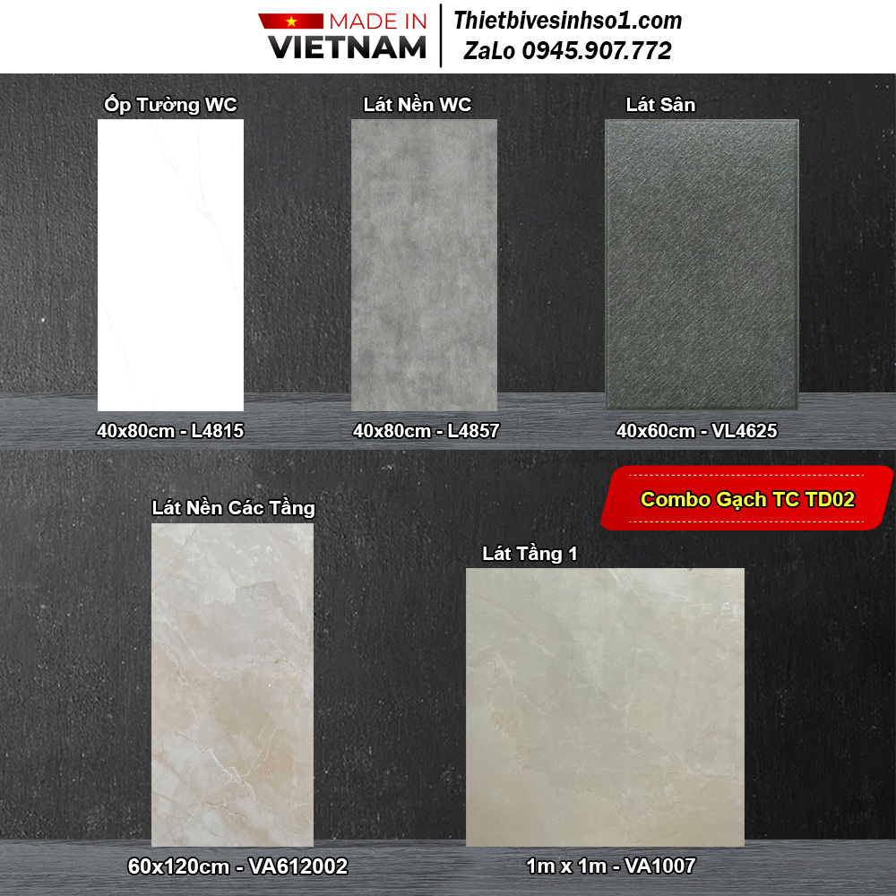Combo Trọn Bộ Gạch Ốp Lát Thắng Cường TD02 Combo Trọn Bộ Gạch Ốp Lát Thắng Cường TD02