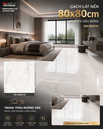 Gạch 80x80 Việt Ý SM-B88010 Trắng Khói