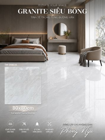 Gạch 80x80 Việt Ý SM-D88016 Vân Vàng Xám