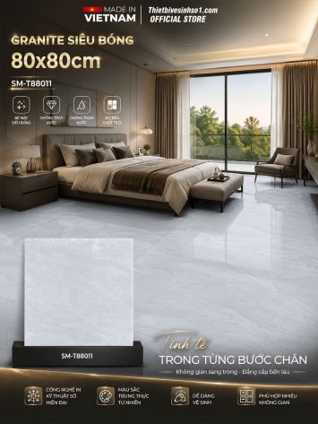 Gạch 80x80 Việt Ý SM-T88011 Vân Xám