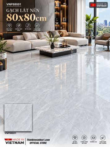 Gạch 80x80 VNHome VNP88001 Vân Xám