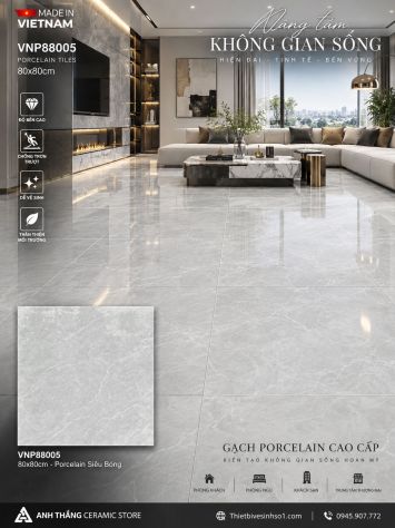 Gạch 80x80 VNHome VNP88005 Vân Xám