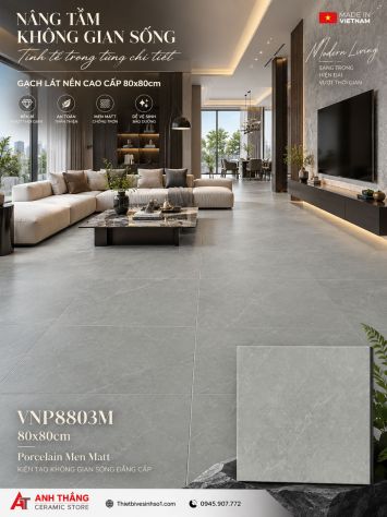 Gạch 80x80 VNHome VNP8803M Vân Xi Măng