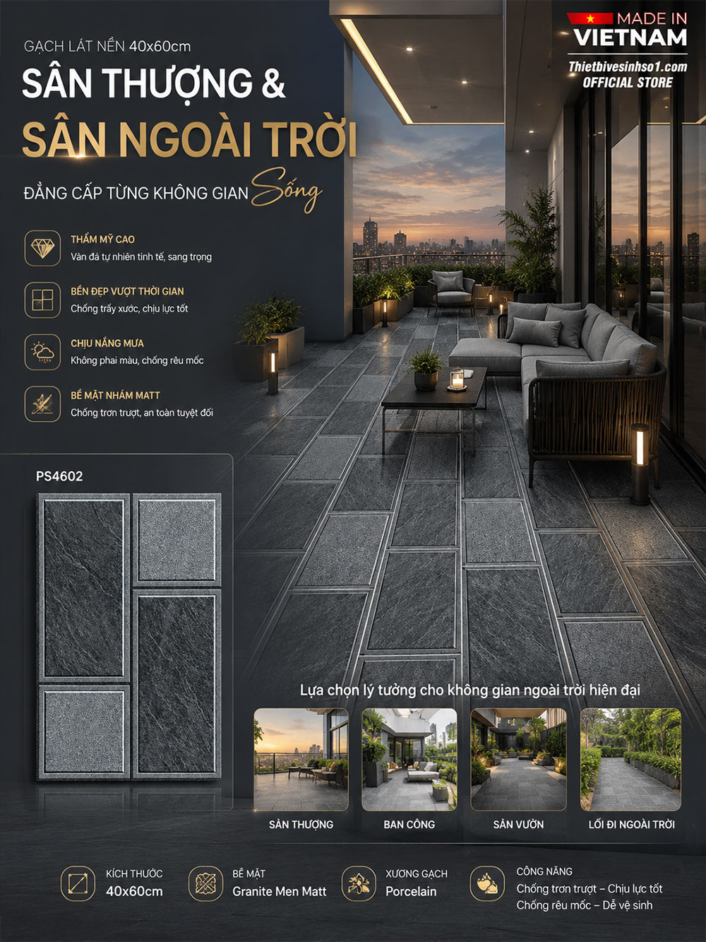 Gạch 40x60 World Tiles PS4602 Lát Sân Gạch 40x60 World Tiles PS4602 Lát Sân