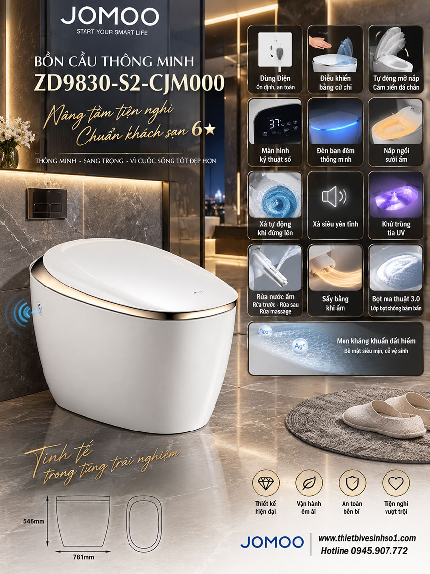 Bồn Cầu Thông Minh JOMOO ZD9830-S2-CJM000 Bồn Cầu Thông Minh JOMOO ZD9830-S2-CJM000