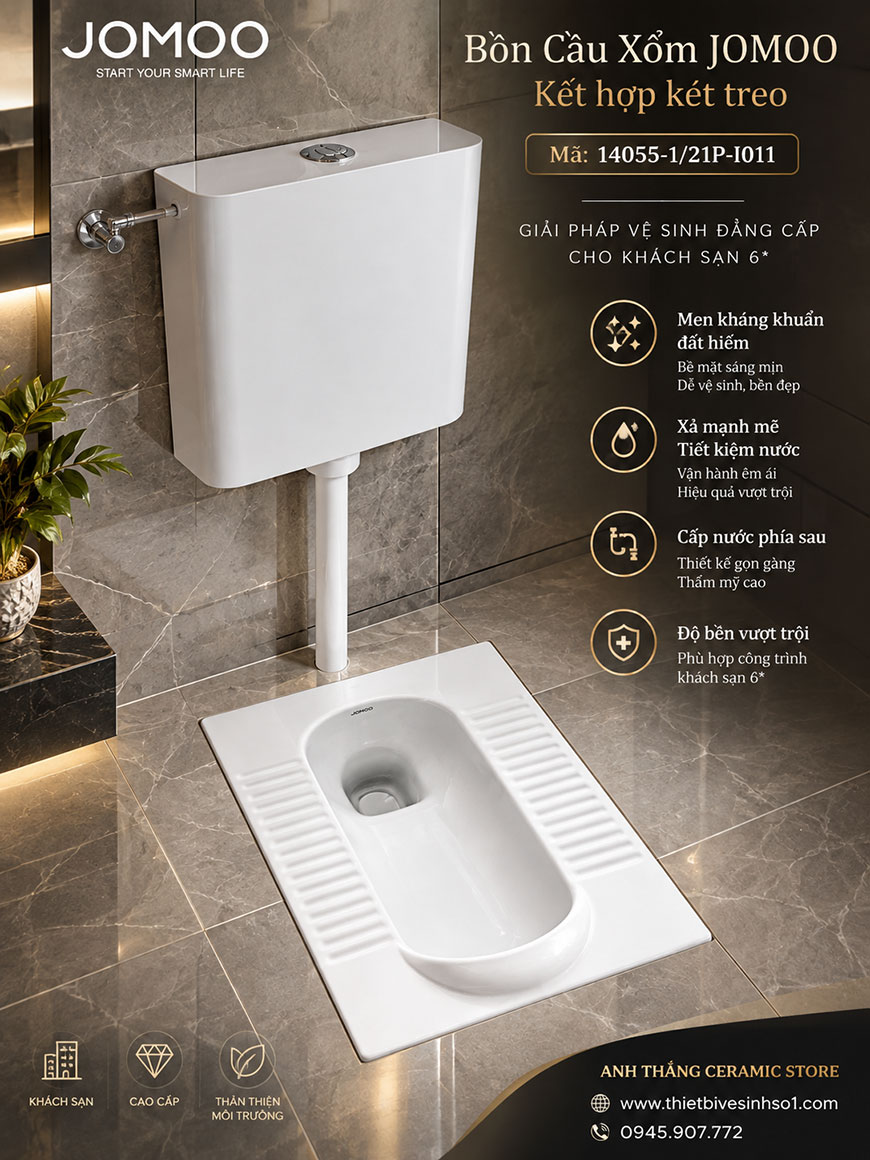 Bồn Cầu Xổm JOMOO 14055-1-21P-I011 Bồn Cầu Xổm JOMOO 14055-1-21P-I011