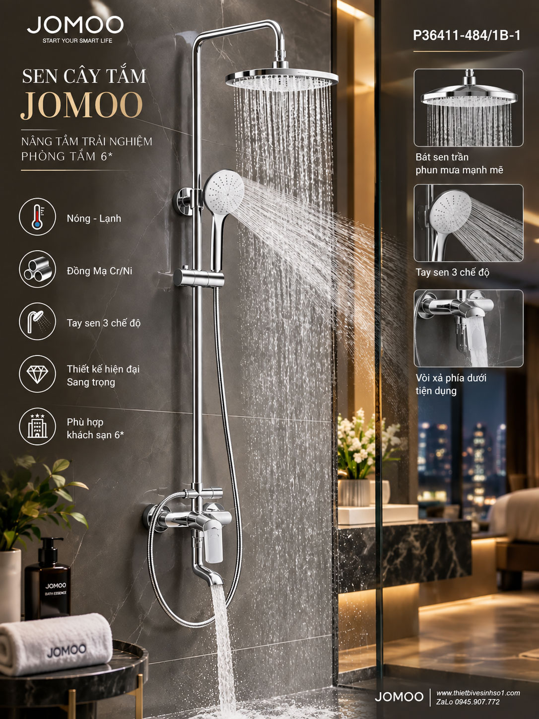 Sen Cây Tắm JOMOO P36411-484-1B-1 Sen Cây Tắm JOMOO P36411-484-1B-1