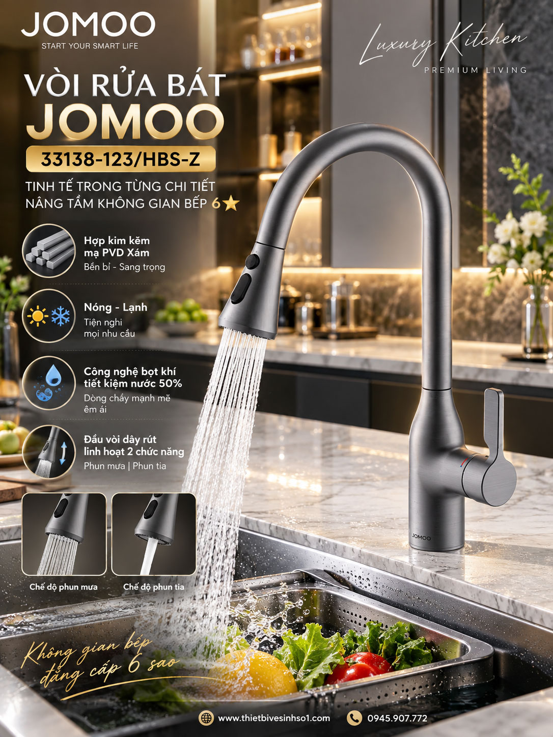 Vòi Rửa Bát JOMOO 33138-123-HBS-Z Vòi Rửa Bát JOMOO 33138-123-HBS-Z