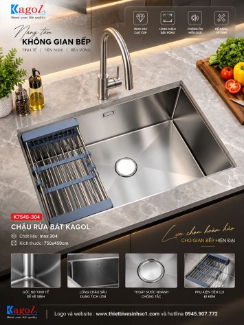 Chậu Rửa Bát 1 Hố Kagol K7545-304