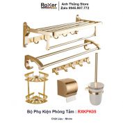 Bộ Phụ Kiện 6 Món Nhôm Mạ Vàng Phòng Tắm RXKPK05