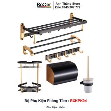 Bộ Phụ Kiện 6 Món Đen Nhôm Phòng Tắm RXKPK04