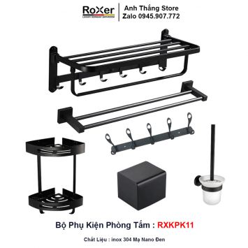 Bộ Phụ Kiện 6 Món inox Đen Phòng Tắm RXKPK11