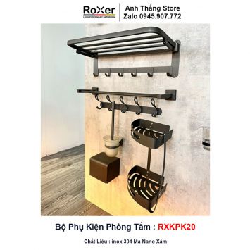 Bộ Phụ Kiện 6 Món inox Xám Phòng Tắm RXKPK20