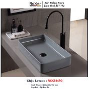 Chậu Lavabo Chữ Nhật Xám Đặt Bàn RXK8147G